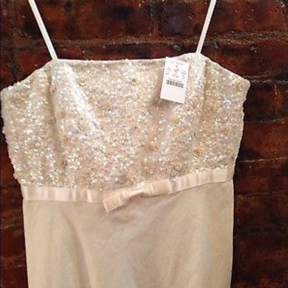 J.Crew IVORY LINEN Sequin Prom Bridal Dress sz 6